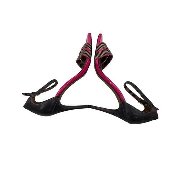 Jessica Simpson Jessies Blue Pink Striped Heeled Sandals Size 10 Women’s - Picture 7 of 9